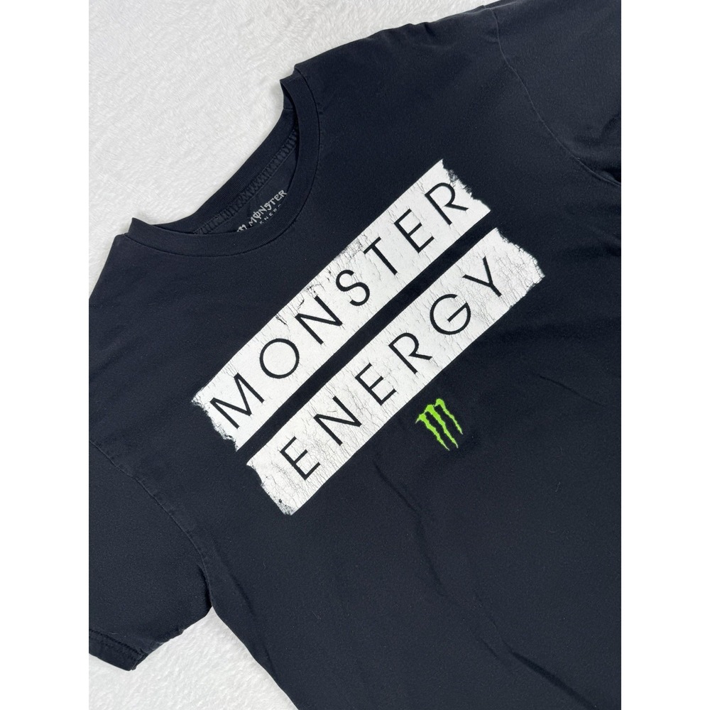 Monster Energy Drink Graphic T-Shirt Mens XL Black Green Claw Distressed Logo
